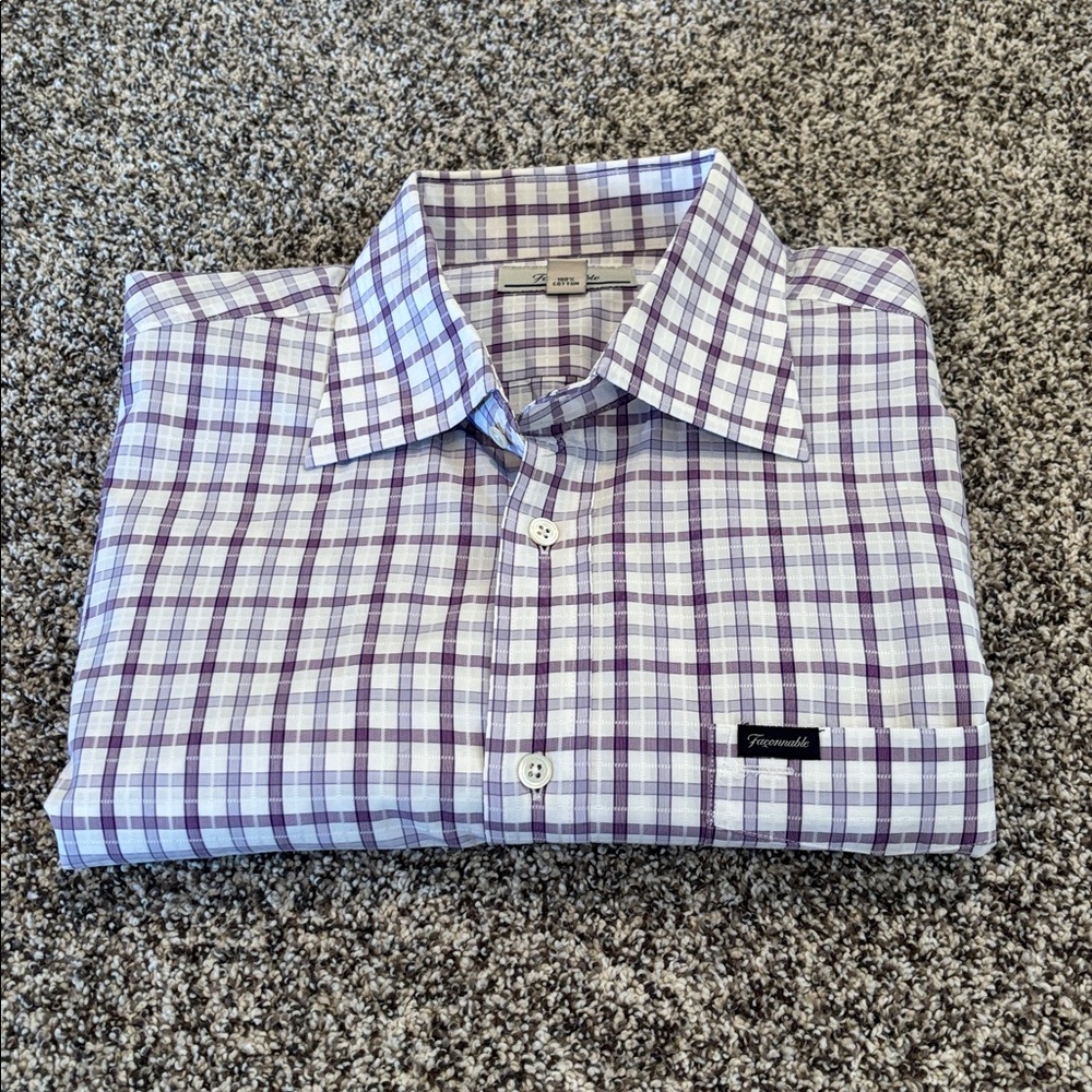 Faconnable Lavender and White Plaid Shirt